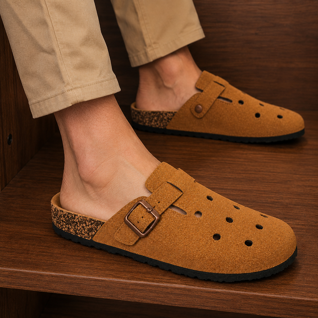 Suede Cork Footbed Clogs