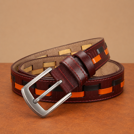 Woven Leather Casual Belt