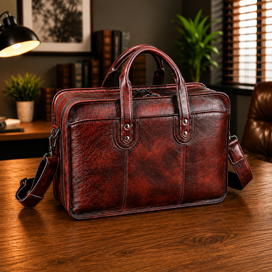 Vintage Leather Laptop Briefcase