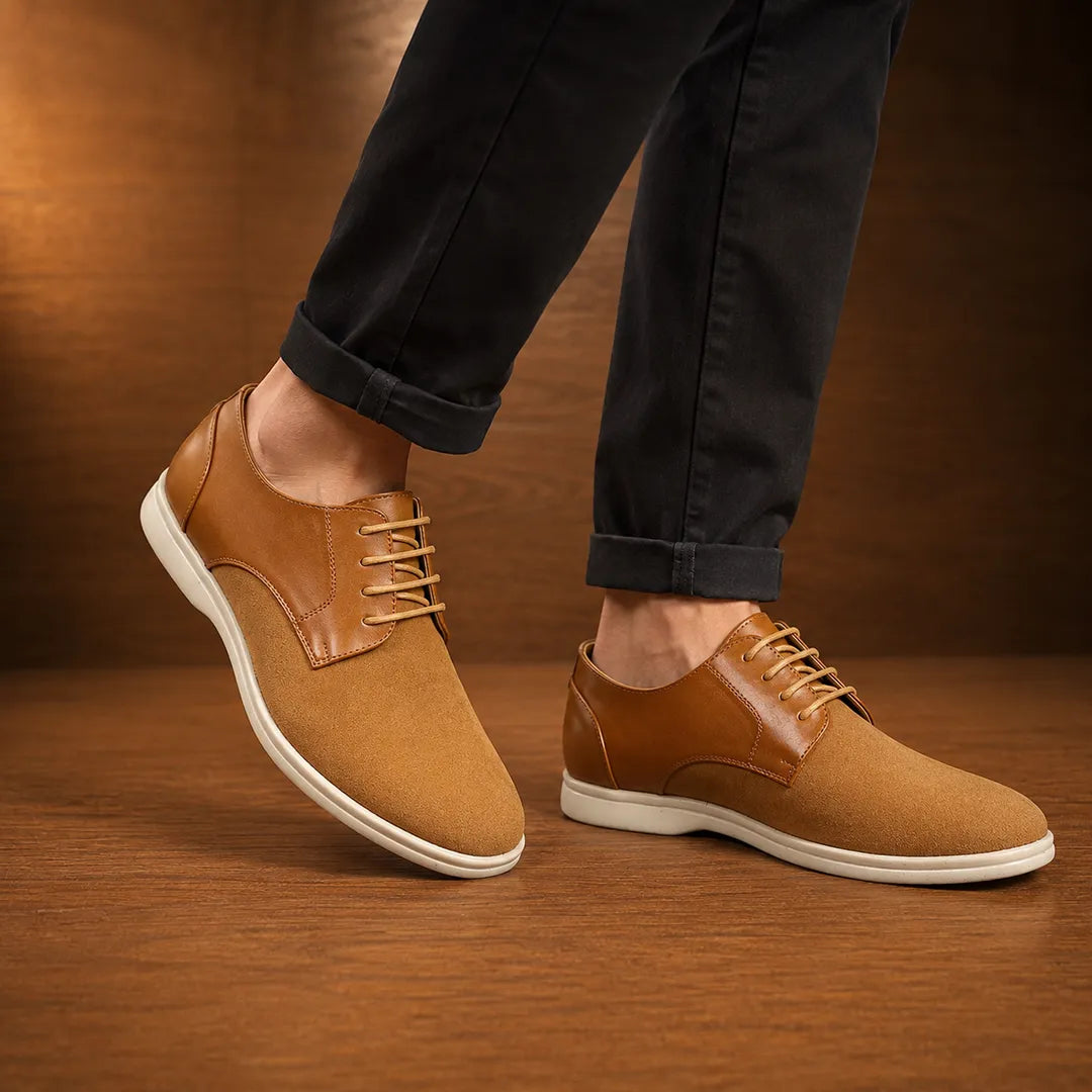 Mixed-Texture Derby Shoes