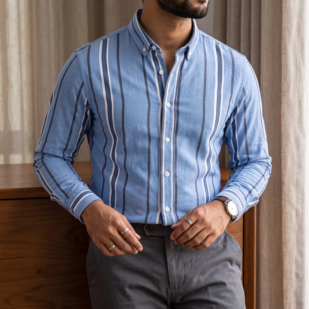 Multi-Stripe Button-Down Shirt