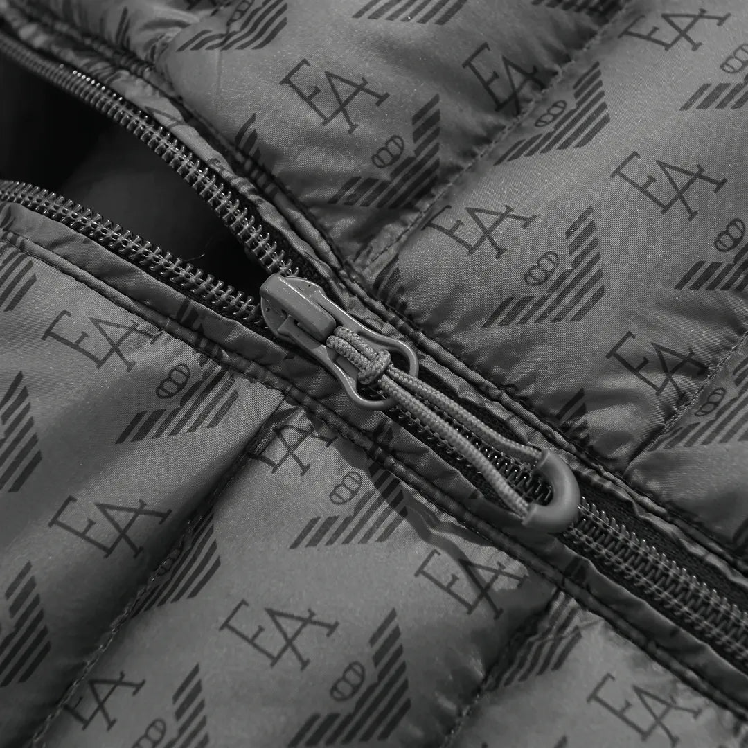 Patterned Hooded Puffer Jacket