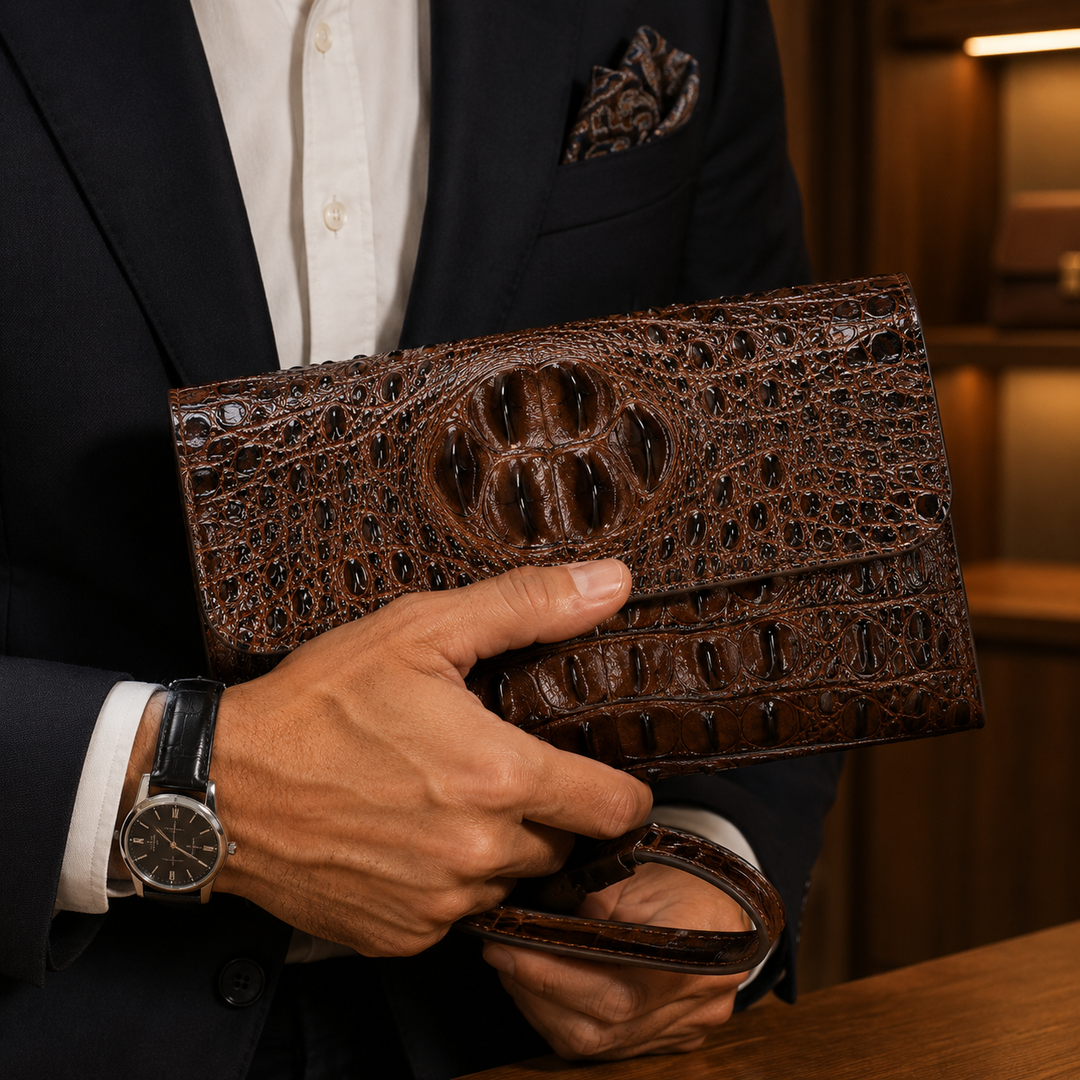 Croc Embossed Clutch Wallet