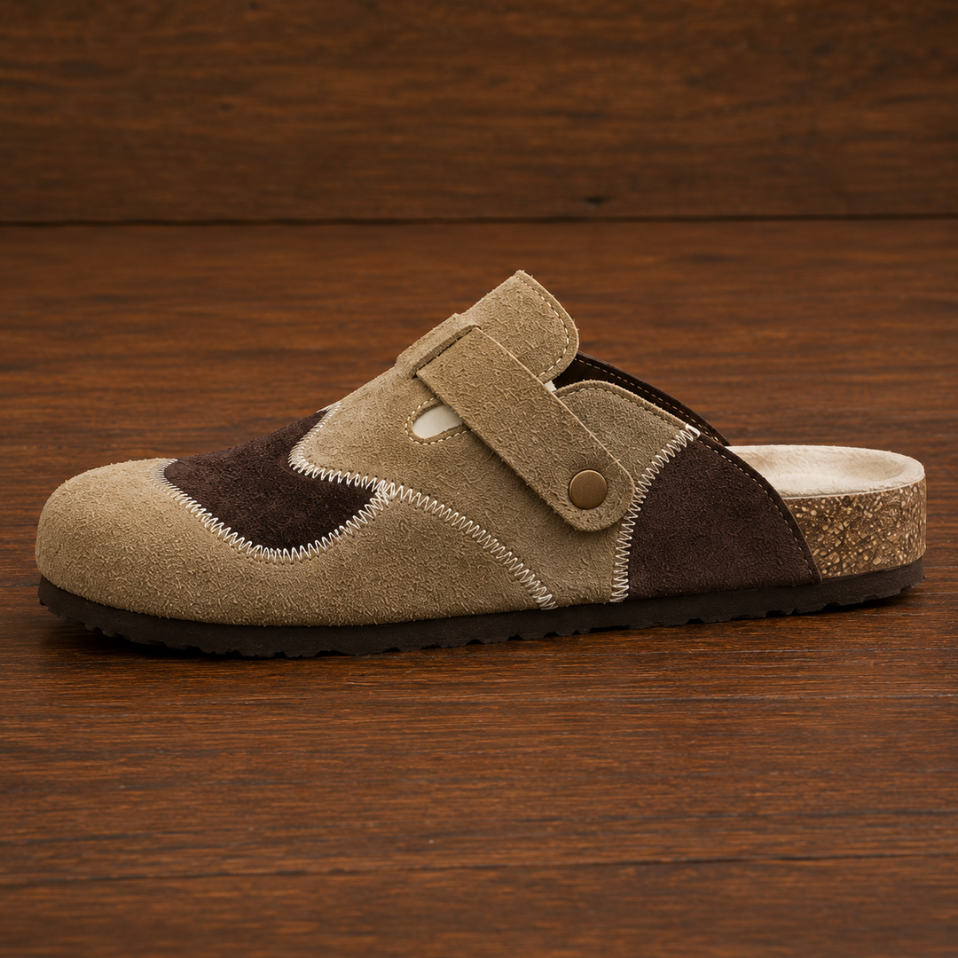 Suede Textured Buckled Clogs