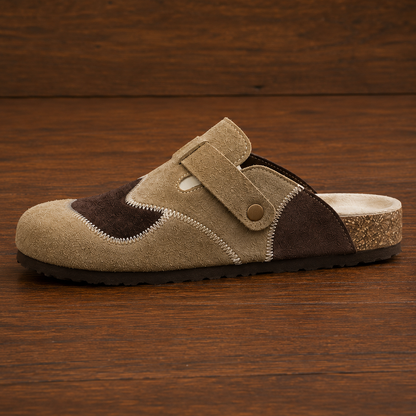 Suede Textured Buckled Clogs