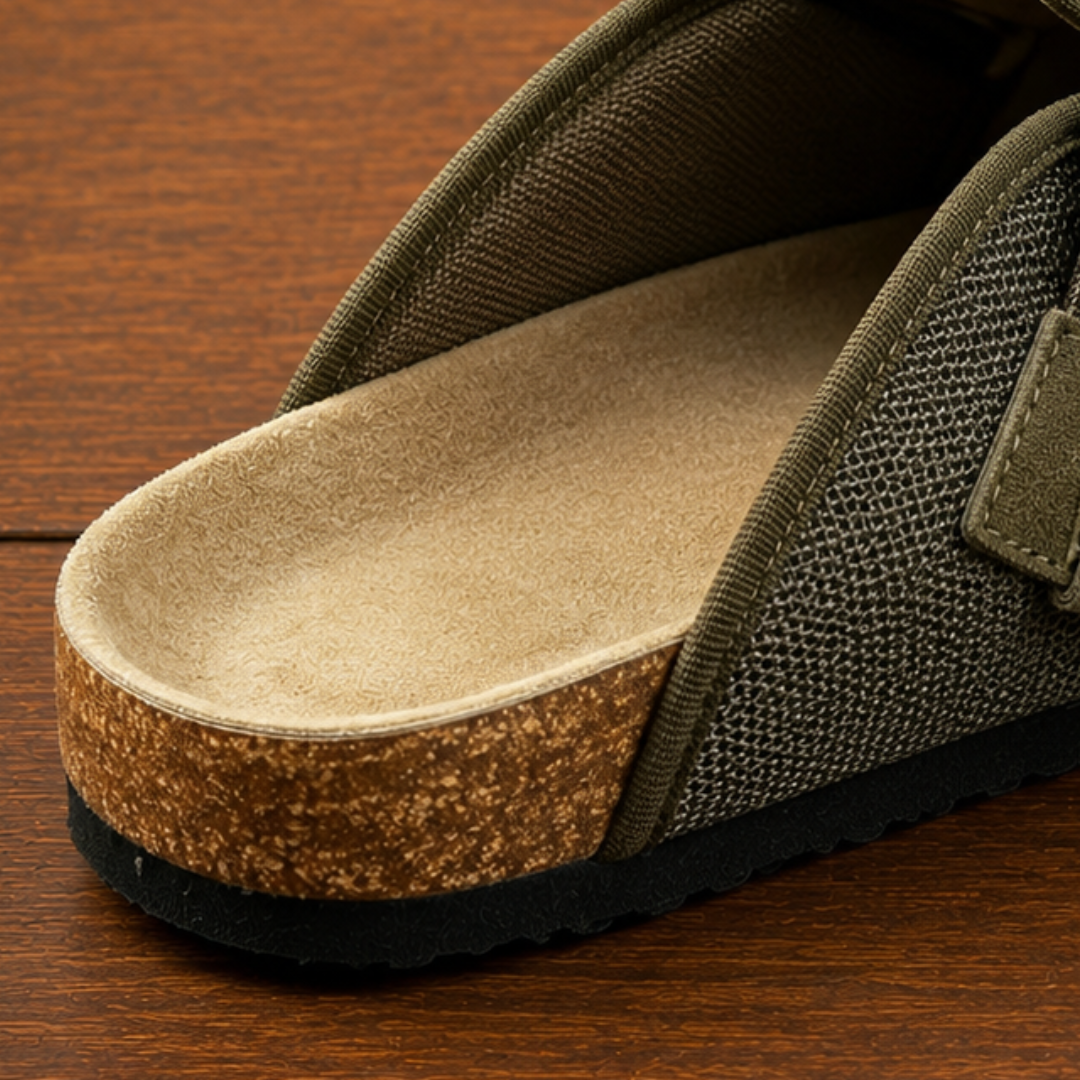 Suede Textured Buckled Clogs
