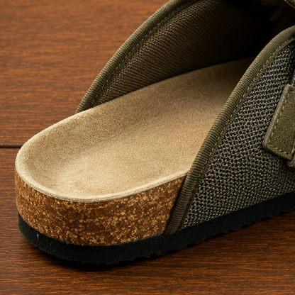 Suede Textured Buckled Clogs