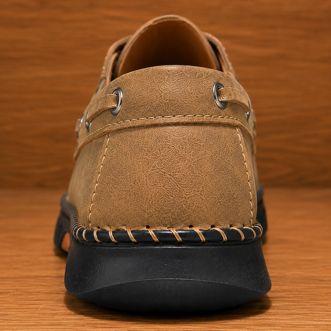 Contrast Leather Boat Shoes