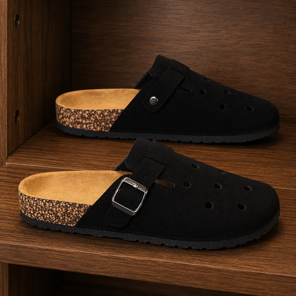 Suede Cork Footbed Clogs