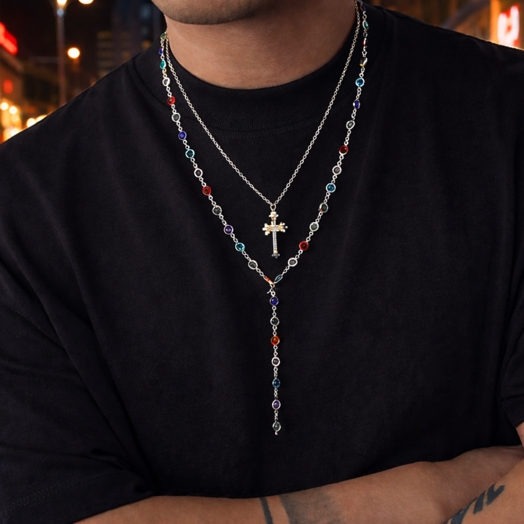 Crystal Cross Necklace Set