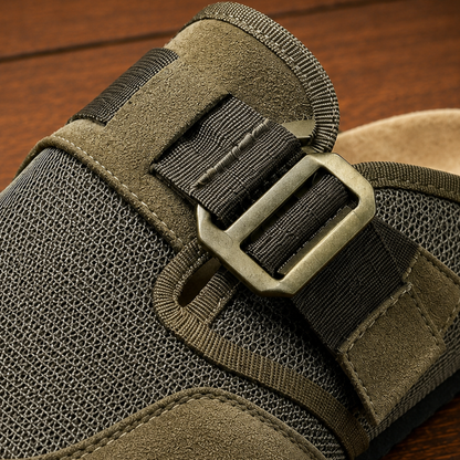 Suede Textured Buckled Clogs