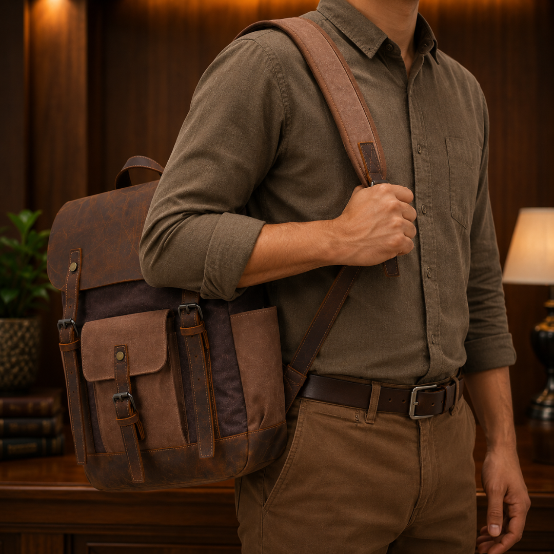 Vintage Leather Travel Backpack