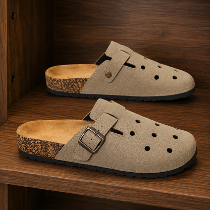 Suede Cork Footbed Clogs