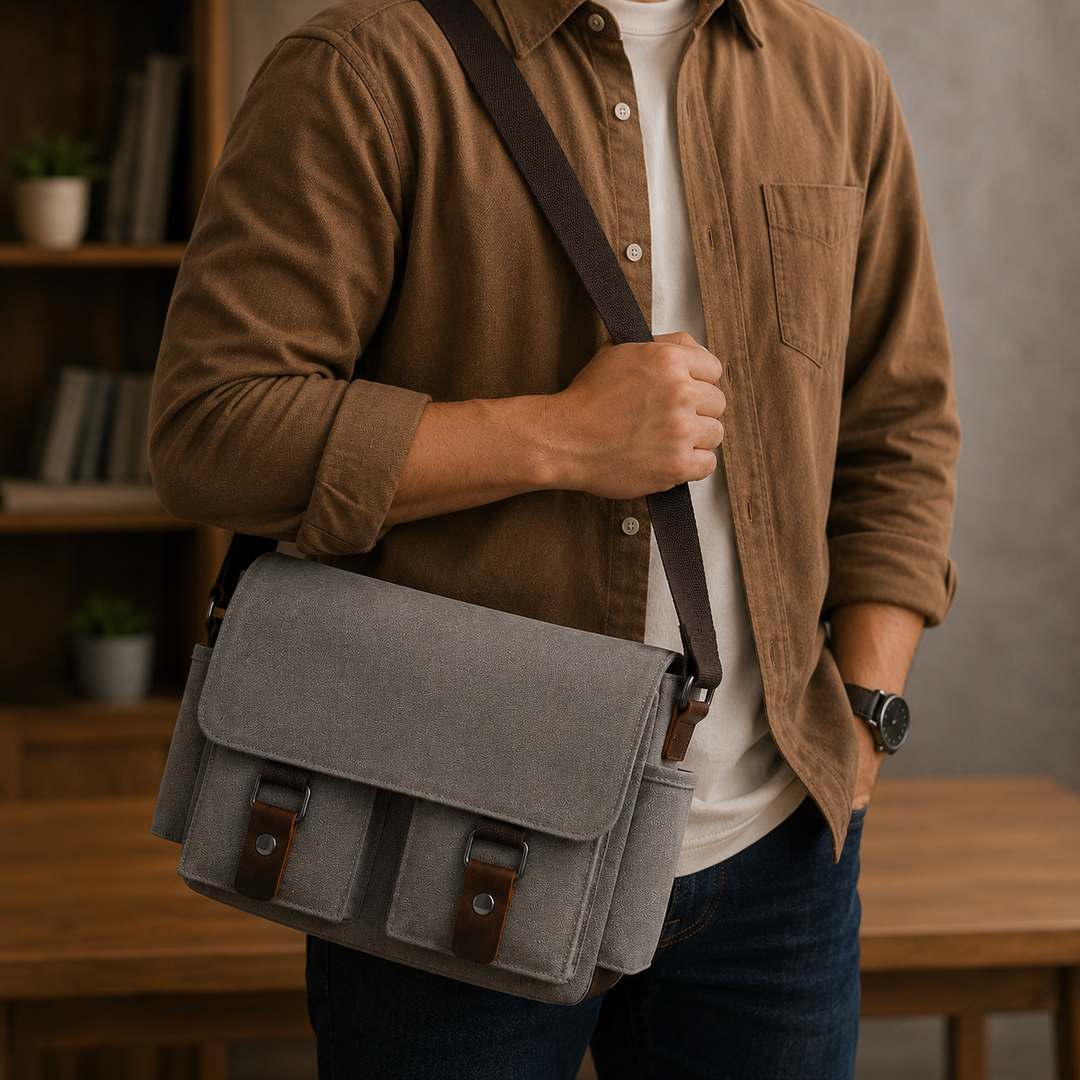 Structured Canvas Messenger Bag