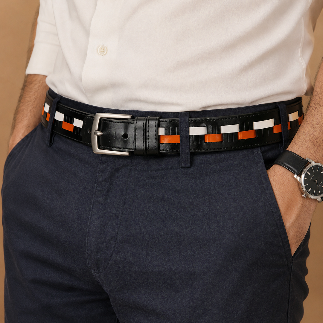 Woven Leather Casual Belt