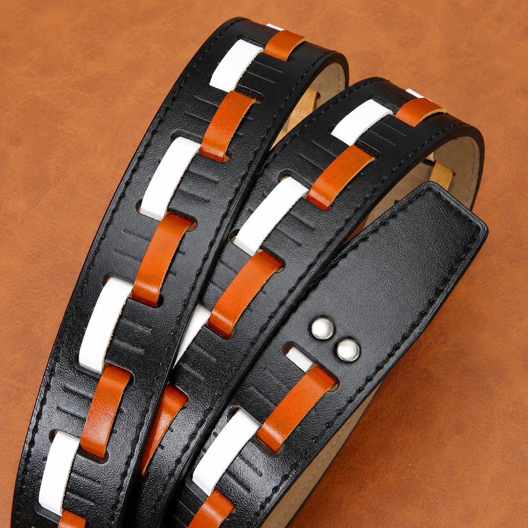 Woven Leather Casual Belt