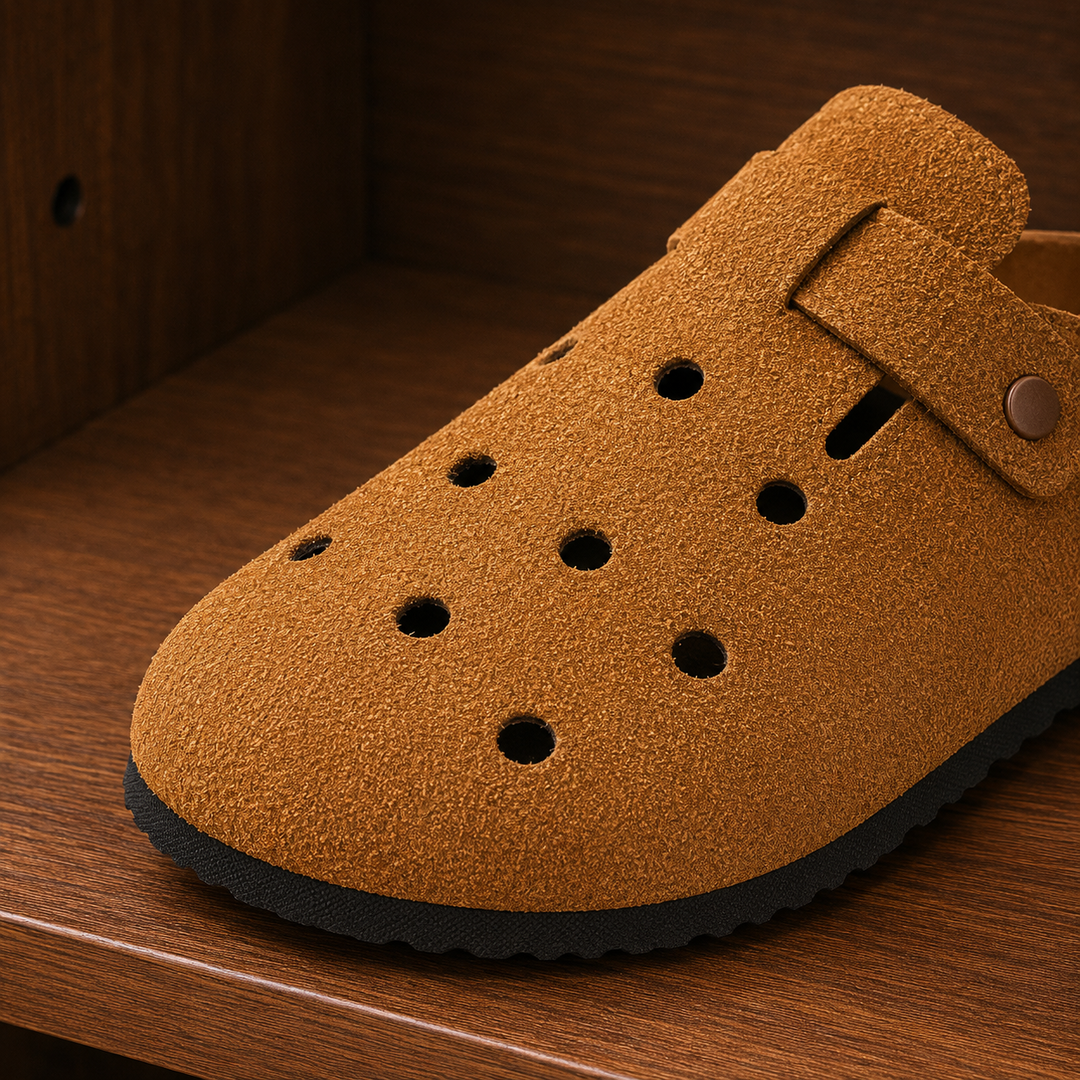 Suede Cork Footbed Clogs