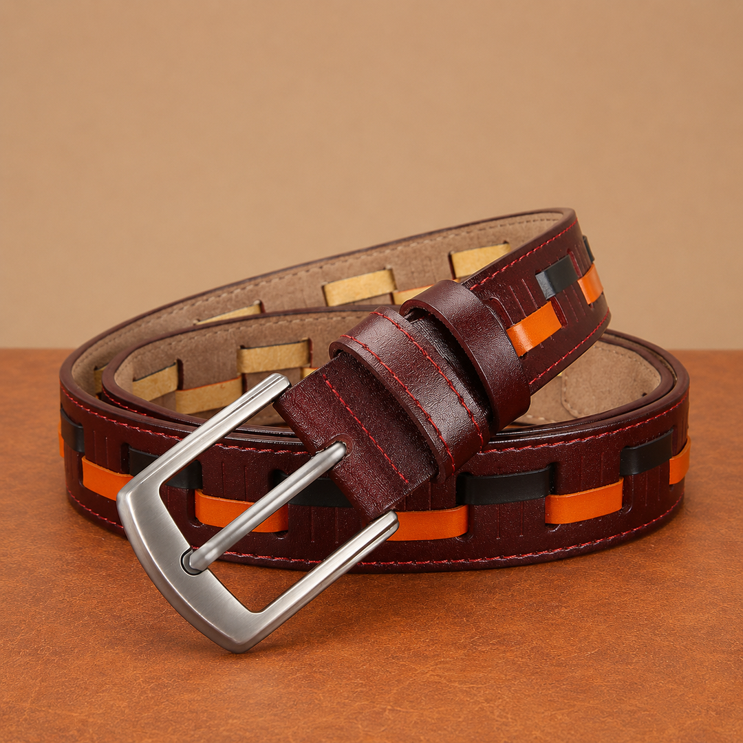 Woven Leather Casual Belt