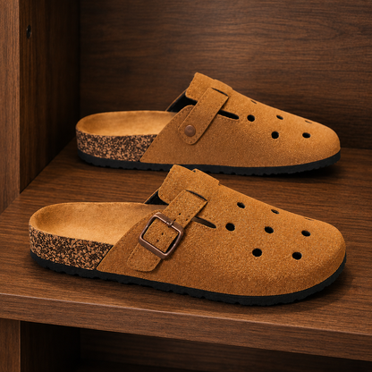 Suede Cork Footbed Clogs