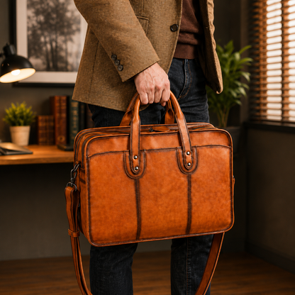 Vintage Leather Laptop Briefcase