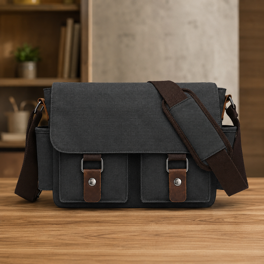 Structured Canvas Messenger Bag