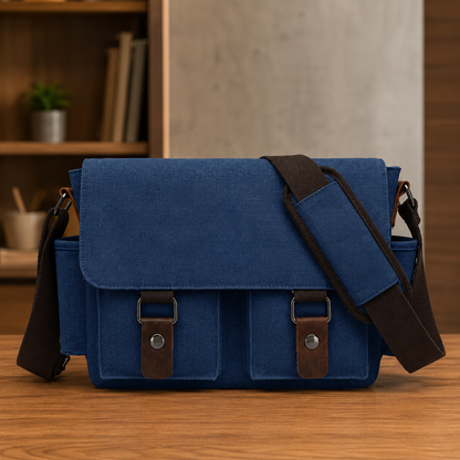 Structured Canvas Messenger Bag