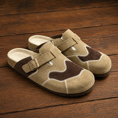 Suede Textured Buckled Clogs