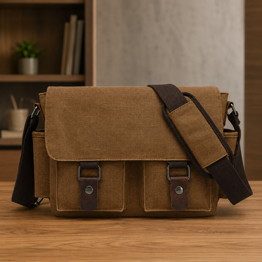 Structured Canvas Messenger Bag
