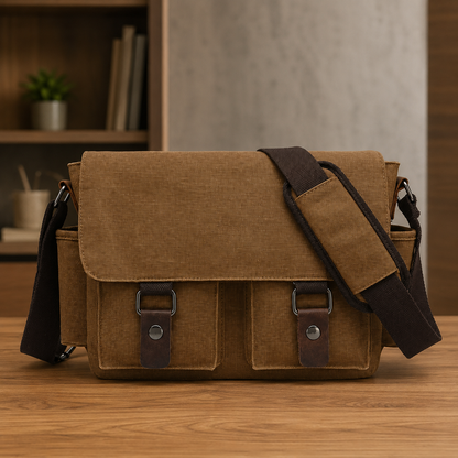 Structured Canvas Messenger Bag