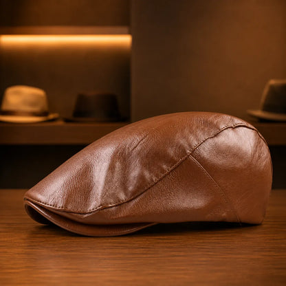 Classic Leather Flat Cap
