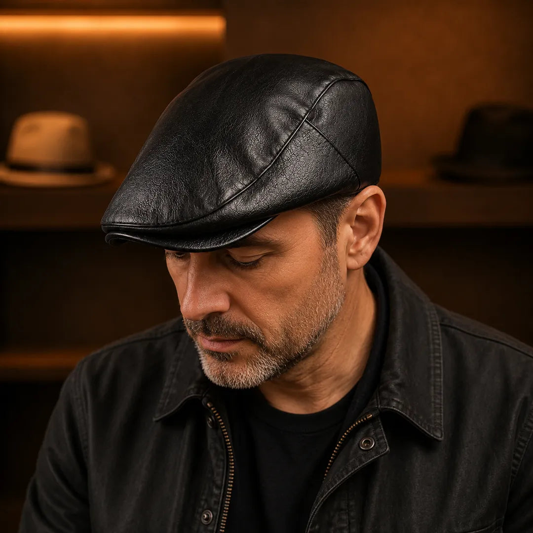 Classic Leather Flat Cap