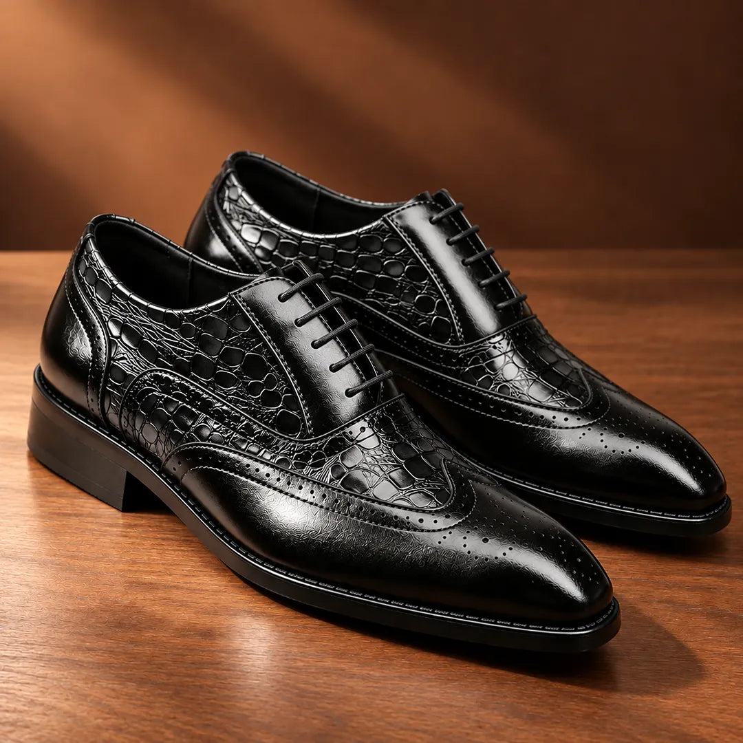 Classic Textured Lace-Up Shoes