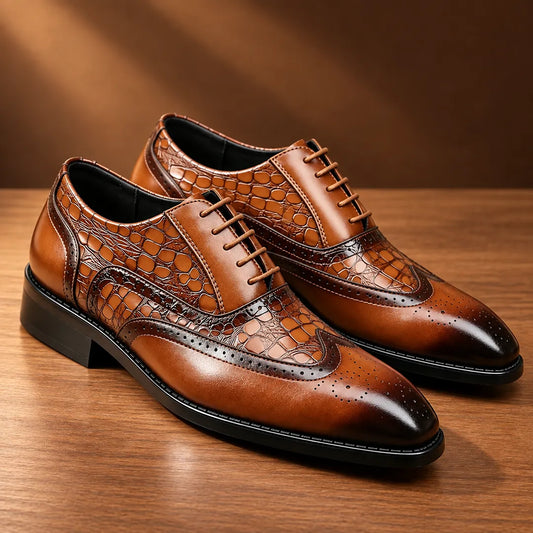 Classic Textured Lace-Up Shoes