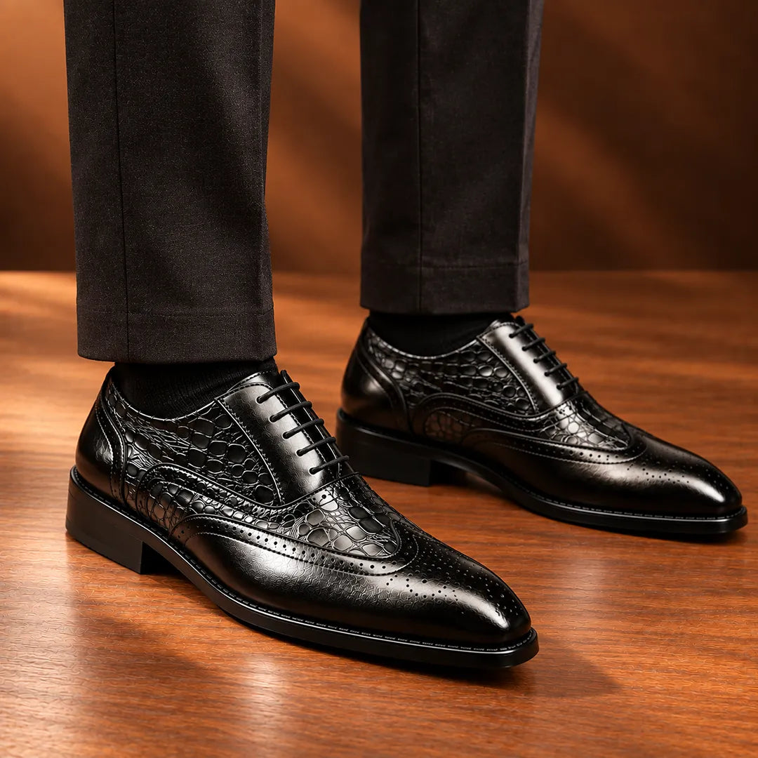 Classic Textured Lace-Up Shoes