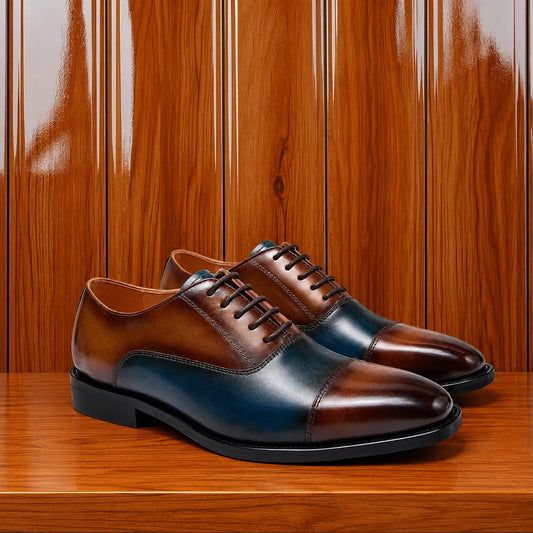 Colorblock Leather Oxford Shoes