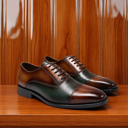 Colorblock Leather Oxford Shoes