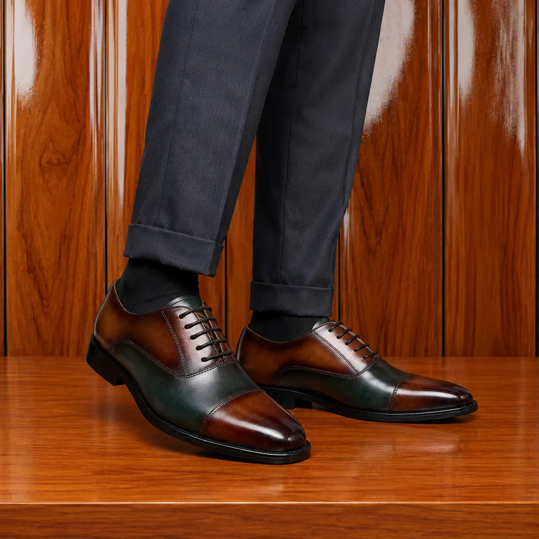 Colorblock Leather Oxford Shoes