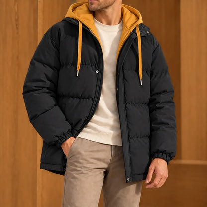 Contrast Hood Puffer Jacket