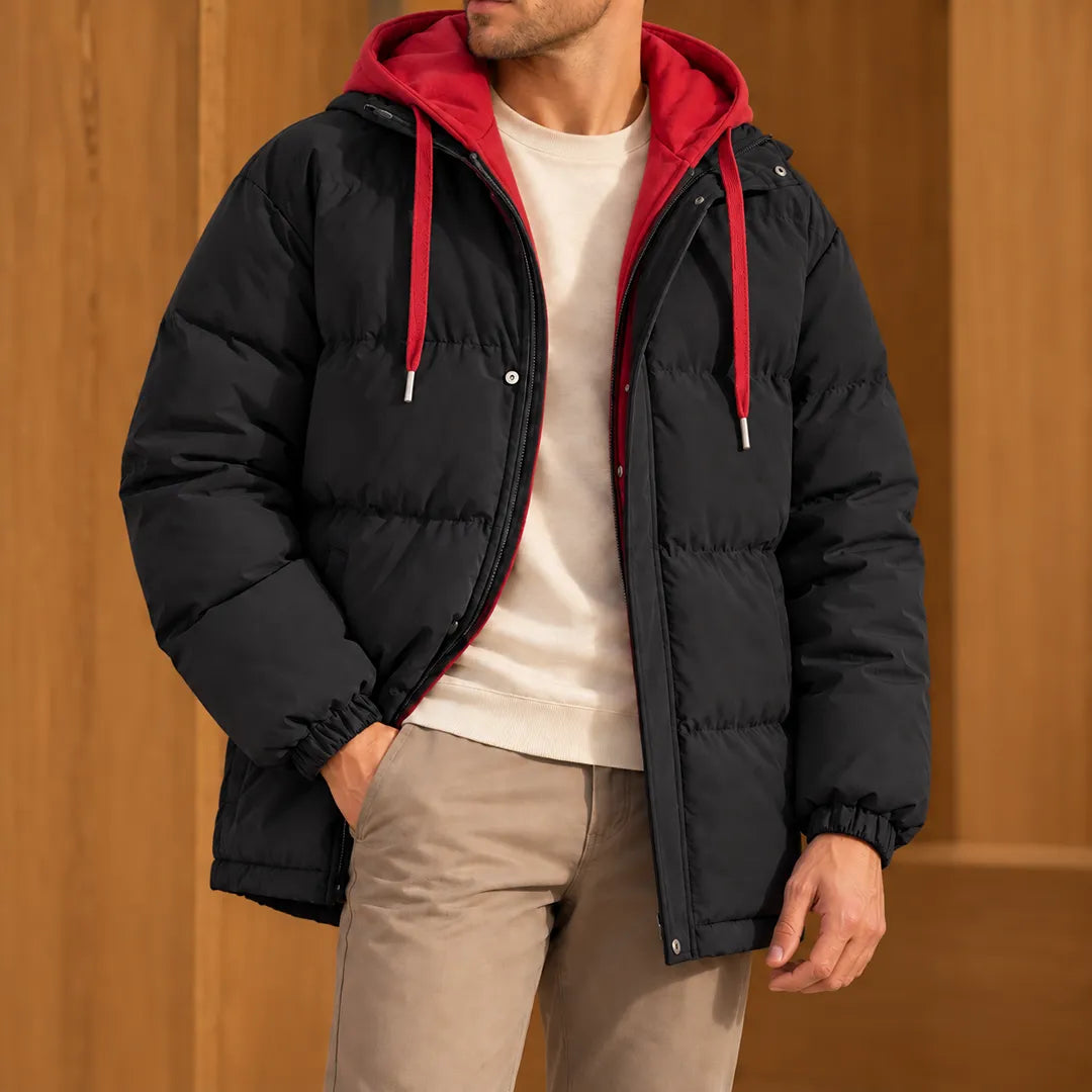 Contrast Hood Puffer Jacket