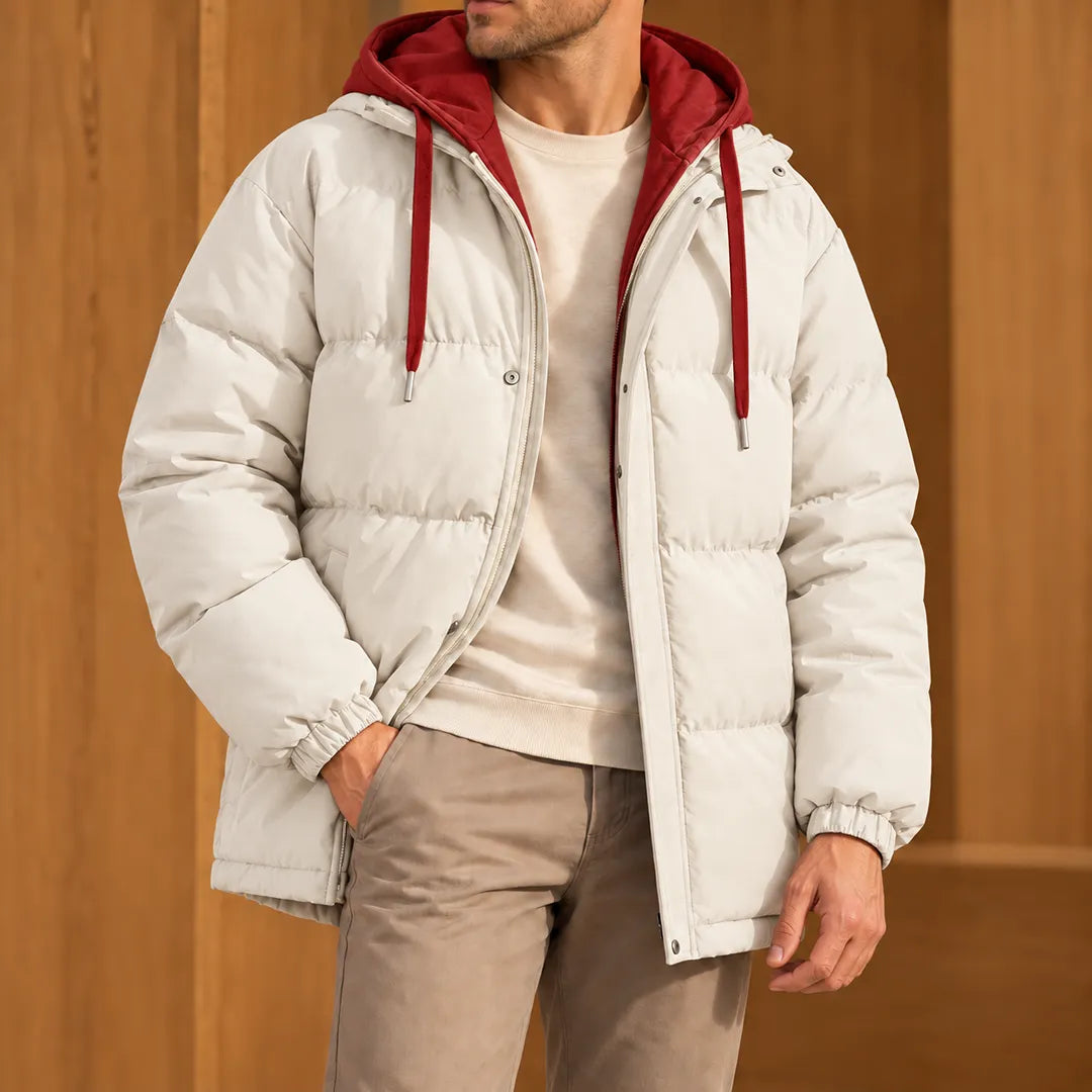 Contrast Hood Puffer Jacket