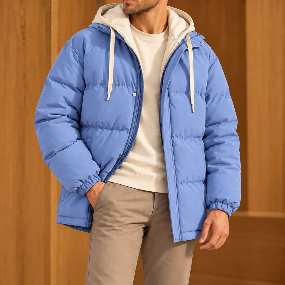 Contrast Hood Puffer Jacket