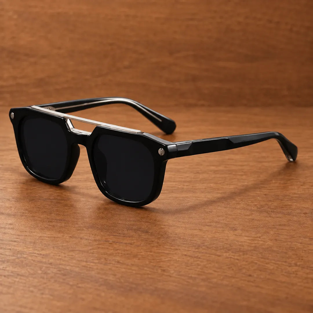 Double-Bridge Square Sunglasses