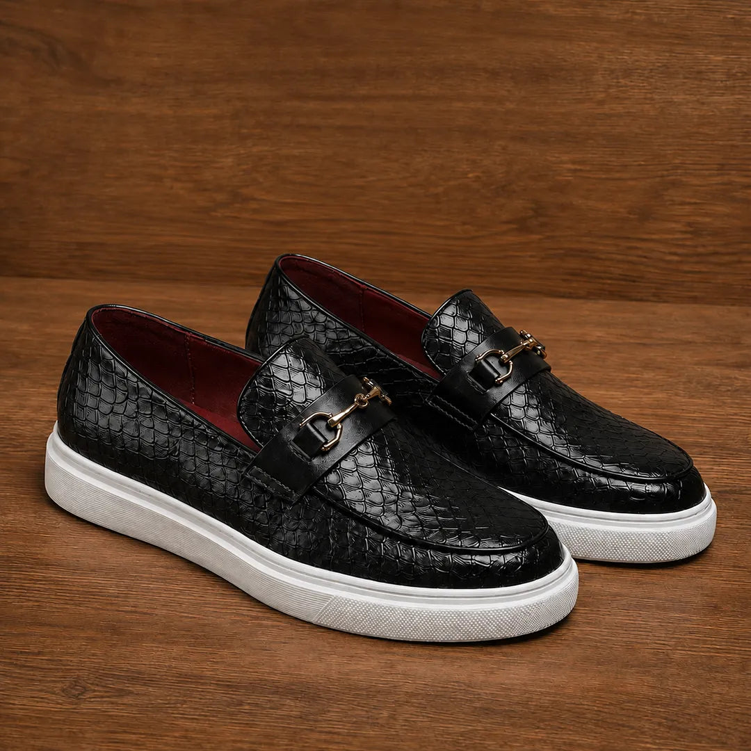 Embossed Strap Loafers