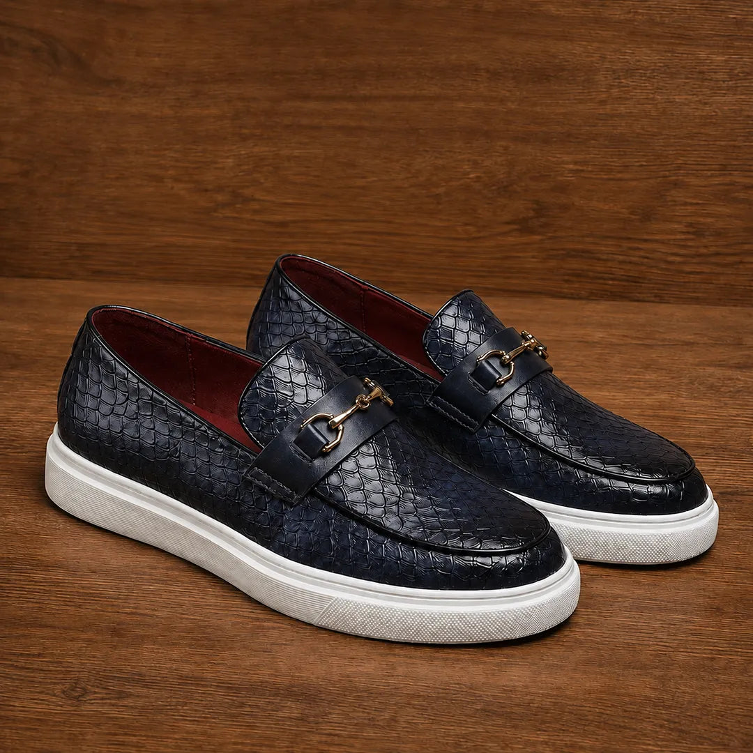 Embossed Strap Loafers