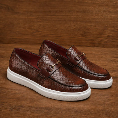 Embossed Strap Loafers