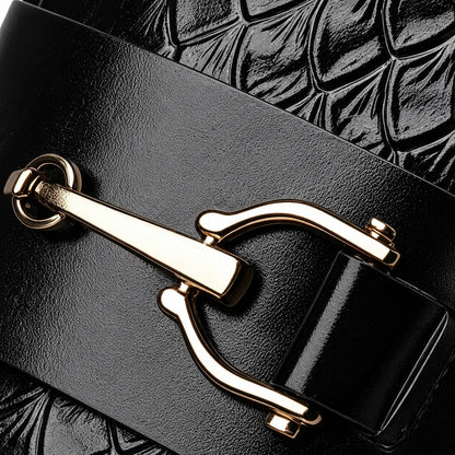 Embossed Strap Loafers