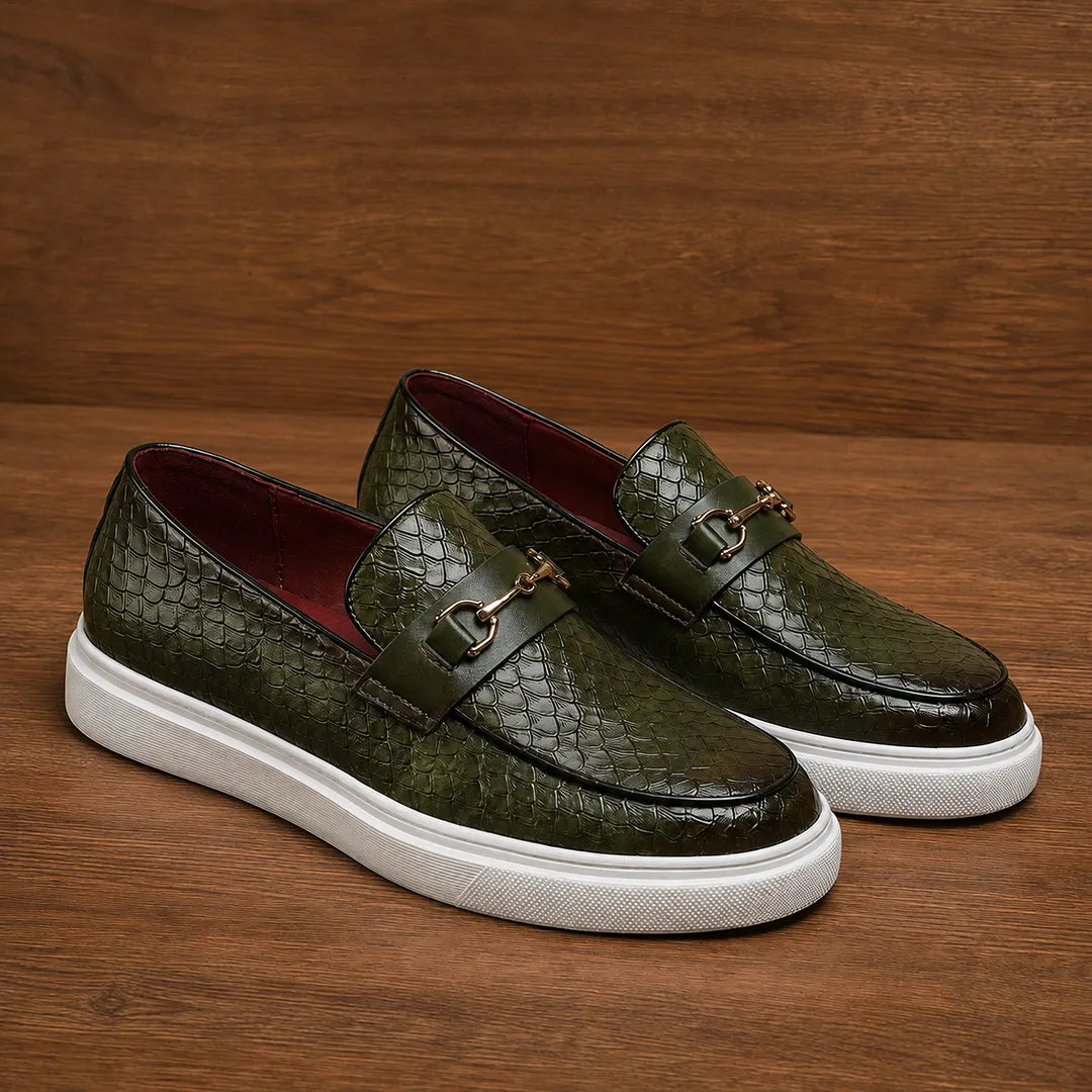 Embossed Strap Loafers
