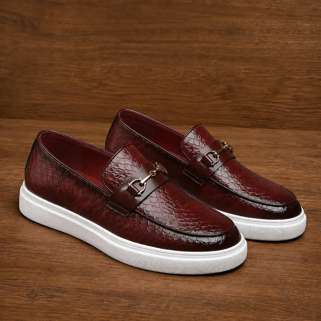 Embossed Strap Loafers