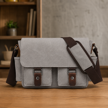 Structured Canvas Messenger Bag