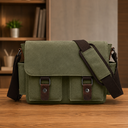 Structured Canvas Messenger Bag